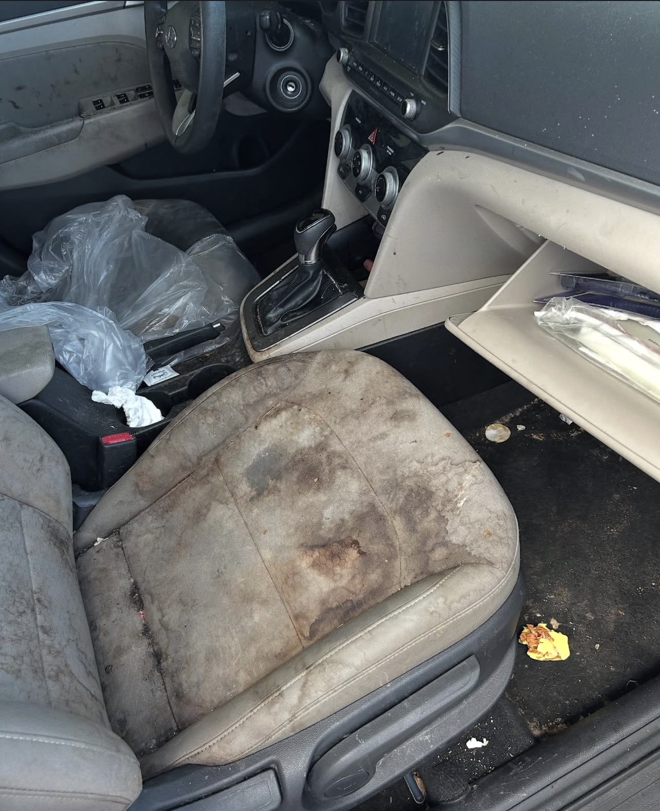 Dirty interior before 561Suds detail